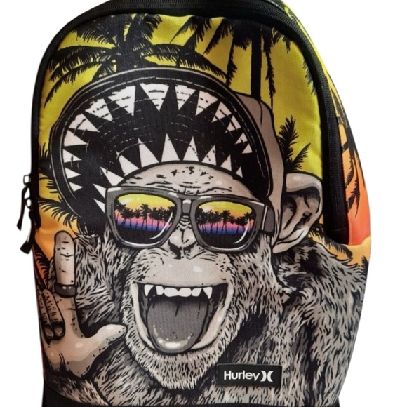 🎁SALE🎁 Hurley The Hurley Backpack Monkey VOLT Graphic Monkey Backpack Bag - Picture 3 of 3
